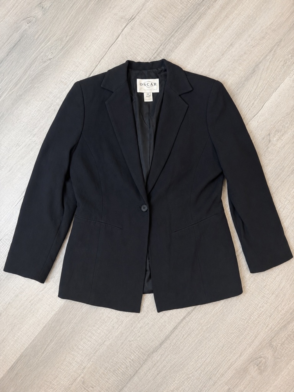 Oscar de la Renta Black Single-Button Tailored Blazer Size 8